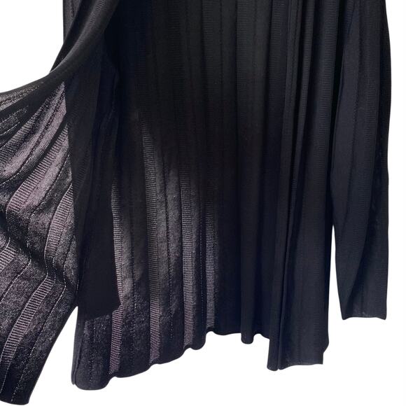 EXCLUSIVELY MISOOK Black Open Front Knit Cardigan Sweater Size Large Pleated - Picture 2 of 4